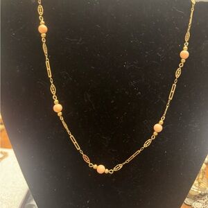 Monet Gold Necklace with Peach Accents